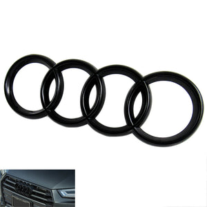 273mm x 93mm Gloss Black Car Front Hood Grille Rings Emblem For Audi A3 A4 A5 A6 Q5 TT