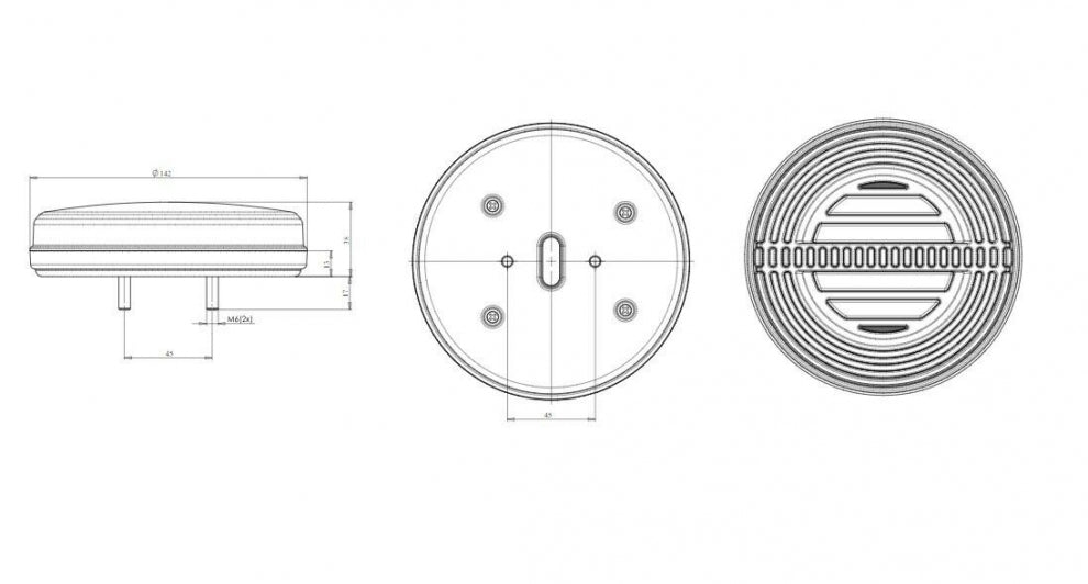 LED Stop Light with Dynamic "Running" Flasher "WAS", Neon Effect, Round, "Hamburger" Type, Ø14.2cm, 3 Functions, E-Mark, 12V-24V