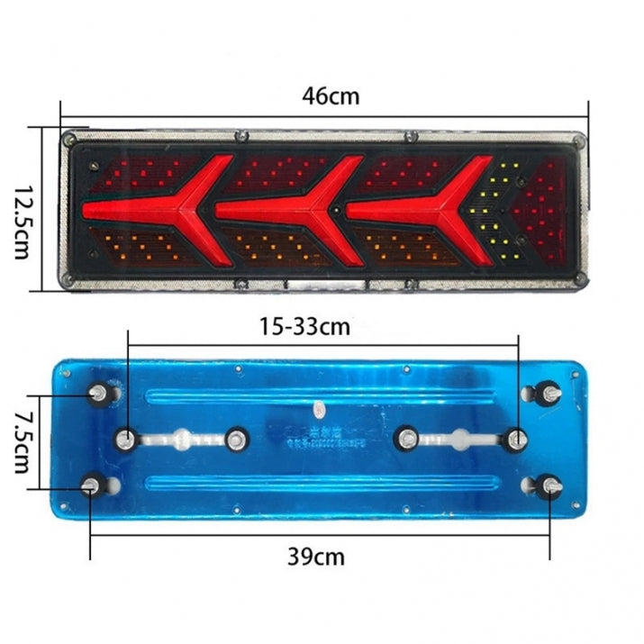 Set Left + Right Multifunctional LED LED Stop Lights with Dynamic Turn Signal Neon Neon Effect 46cm x 12.5cm 24V For Bus Truck Tire Trailer Caravan