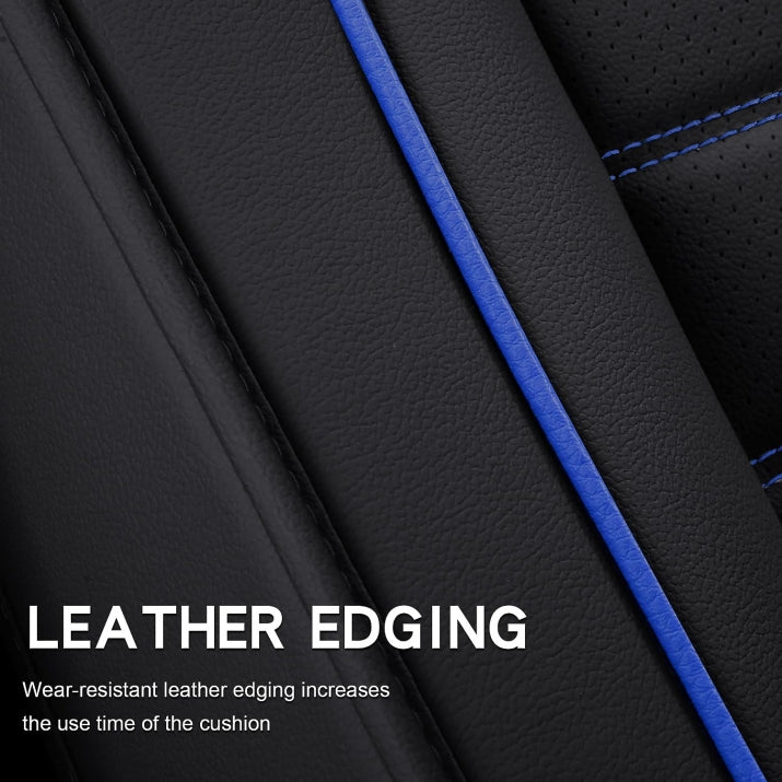 Set of Luxury Seat Covers Universal Auto Upholstery Black with Blue Stitching