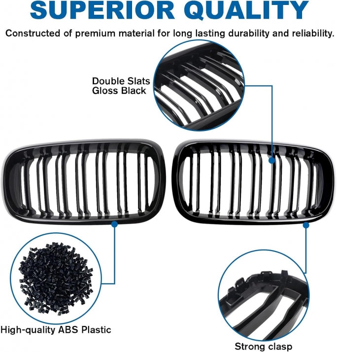 Double Kidney Grilles for BMW X5, X6 (F15, F85, F16, F86) 2014+ in Gloss Black Finish