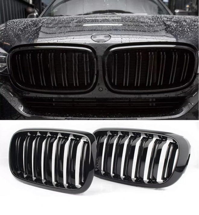 Double Kidney Grilles for BMW X5, X6 (F15, F85, F16, F86) 2014+ in Gloss Black Finish