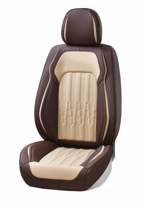 Upholstery Set, Car Seat Covers Luxury Eco Leather and High Quality Textile in Beige and Brown (Coffee color)