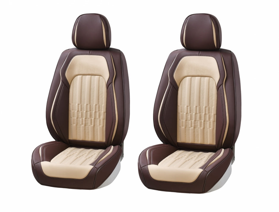 Upholstery Set, Car Seat Covers Luxury Eco Leather and High Quality Textile in Beige and Brown (Coffee color)