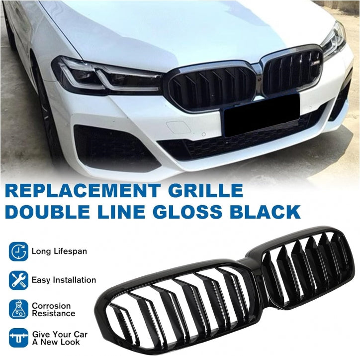 Double Kidney Grilles for BMW 5 Series G30 G31 LCI BMW 5th Series Facelift BMW G30 G31 G38 2020-2023 Gloss Black Finish