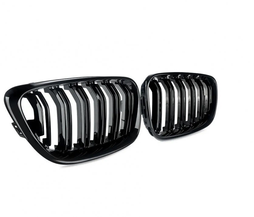 Double Kidney Grilles For BMW BMW F22 F23 F24 F27 E87 2012-2018. Black Gloss Varnish