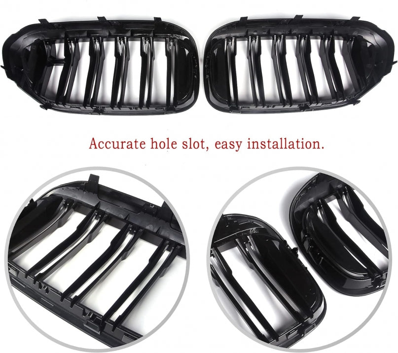 Double Kidney Grilles For BMW 5 Series BMW 5 Series G30 G31 G38 2017-2019. 520i, 523i, 528i, 530i, 535i, 550i, 520d, 530d, 530e, 530eX, 530iX, 550iX (xDrive), 540dX Gloss Black