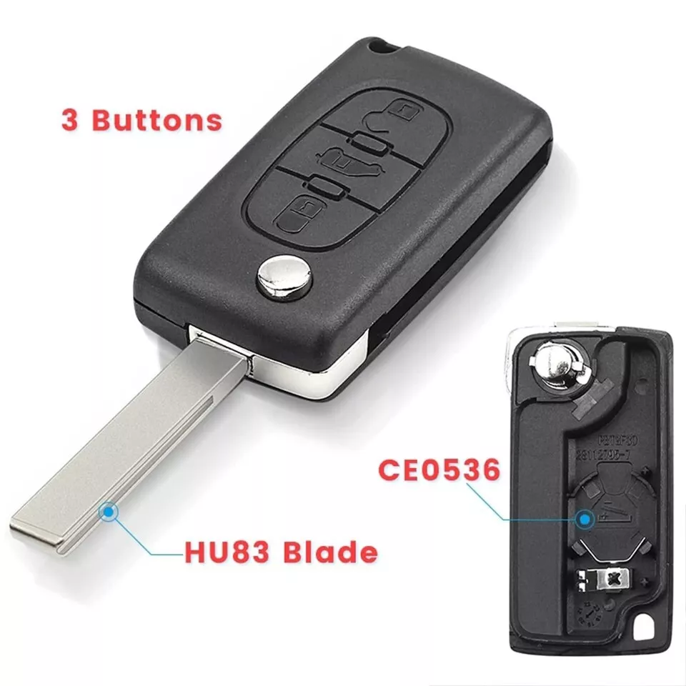 3-Button Remote Key Case Fob Shell Key Blade For Peugeot 408 407 308 307 207 107