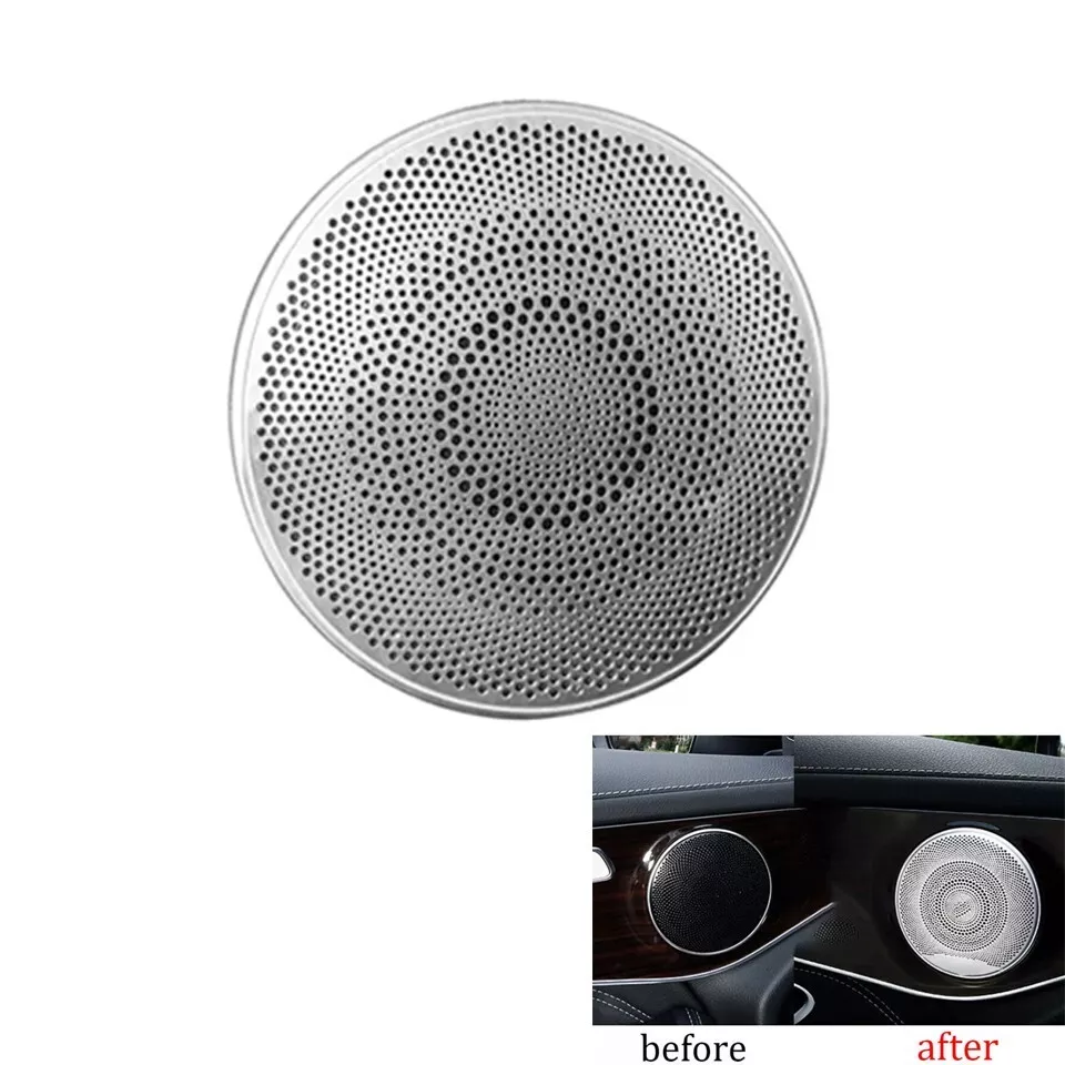 4x For Mercedes C E GLC Class W205 W213 2015-2021 Burmester Silver Steel Door Audio Speaker Cover