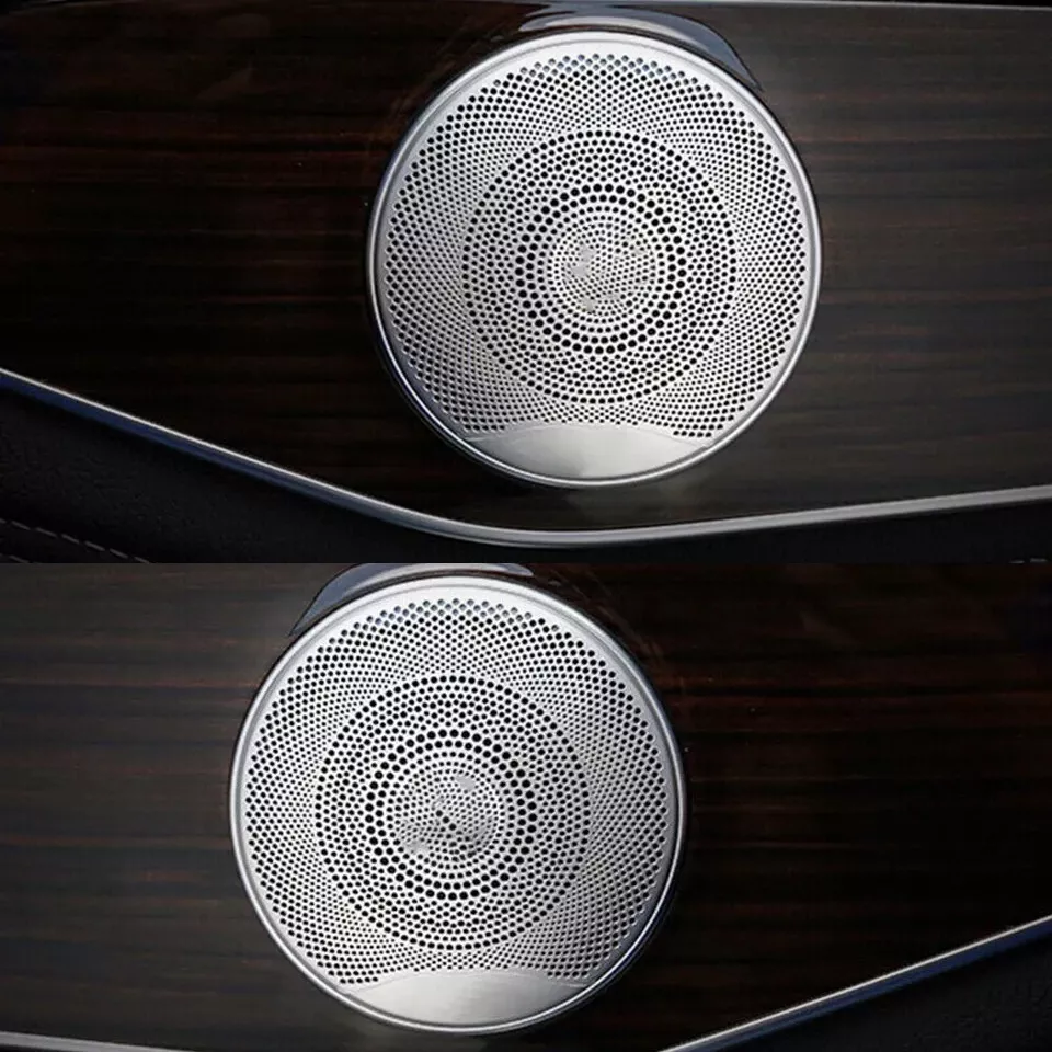 4x For Mercedes C E GLC Class W205 W213 2015-2021 Burmester Silver Steel Door Audio Speaker Cover