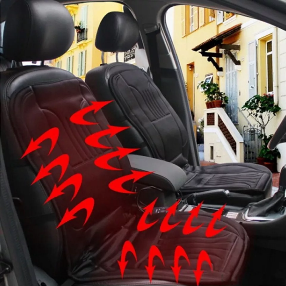 Universal Car Heated Seat Cover Cushion 12V Heater Warmer Winter Pad Black