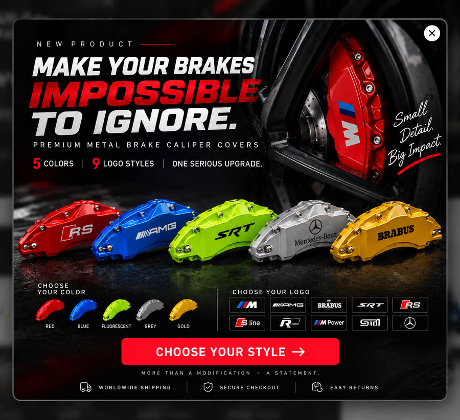 Premium Metal Brake Caliper Covers – 4-Piece Custom Style Set
