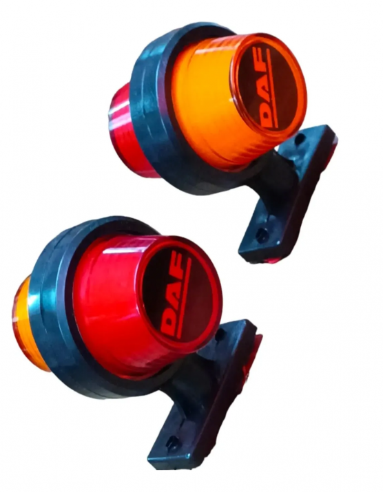 Set of 2 LED Side Marker Lights 12-24V Orange-Red "Old School" Neon Effect with DF Logo