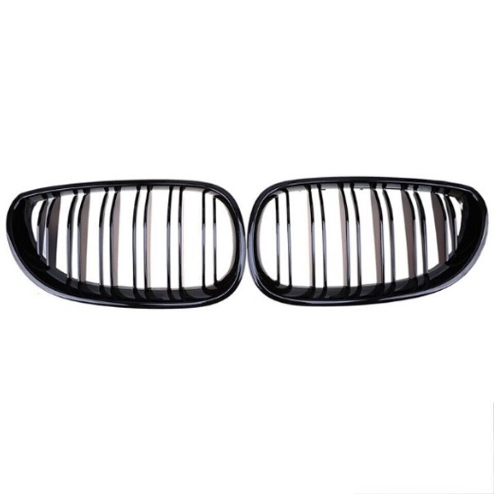 BMW 5 Series E60 E61 Gloss Black Dual Slats Front Kidney Grille Grills 03-10