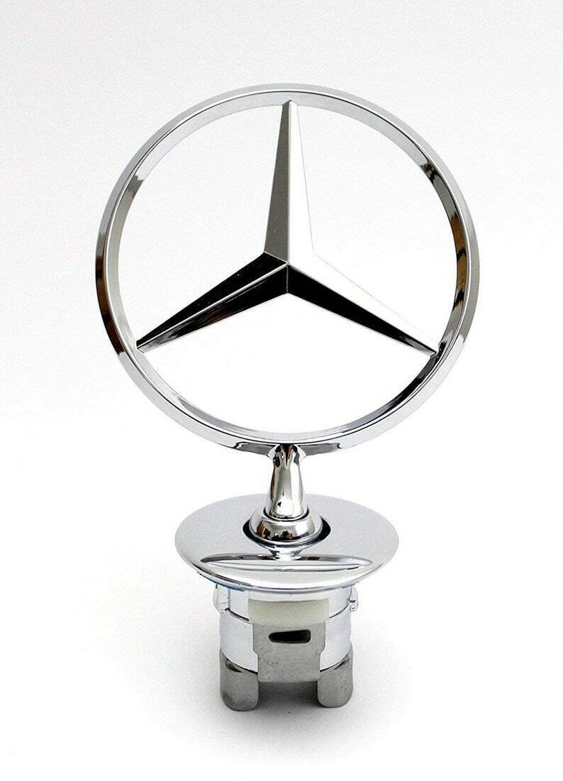 Chrome Star Bonnet Hood Logo 44 mm Emblem Badge fit Mercedes Benz W124 W202 W203 W204