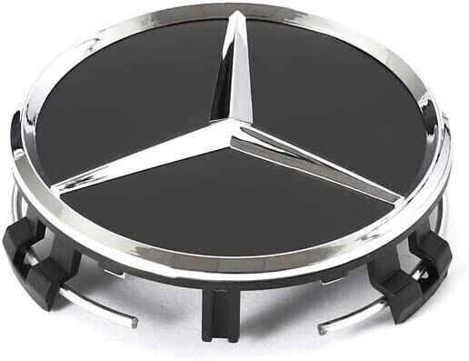 Black Mercedes Benz Alloy Wheel Centre Caps 75mm Badges Hub Emblem