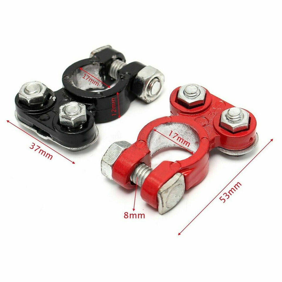 Positive & Negative Car Battery Terminal Clamp Connector Pair