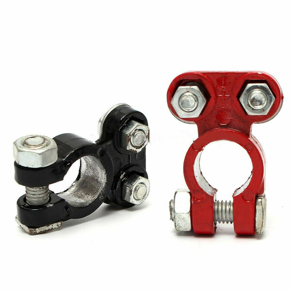 Positive & Negative Car Battery Terminal Clamp Connector Pair