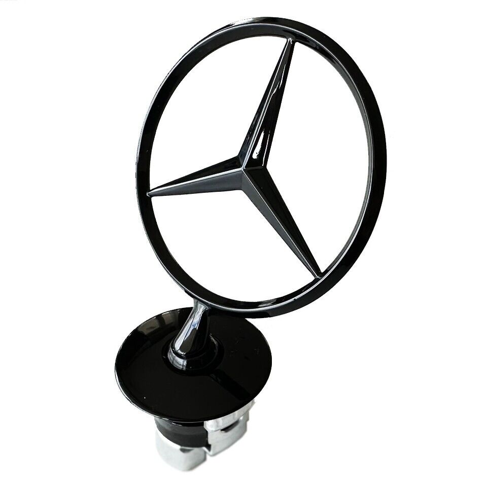 Glossy Black 44 mm Mercedes W211 S211 W212 S212 W221 W222 W204 S204 Star Emblem