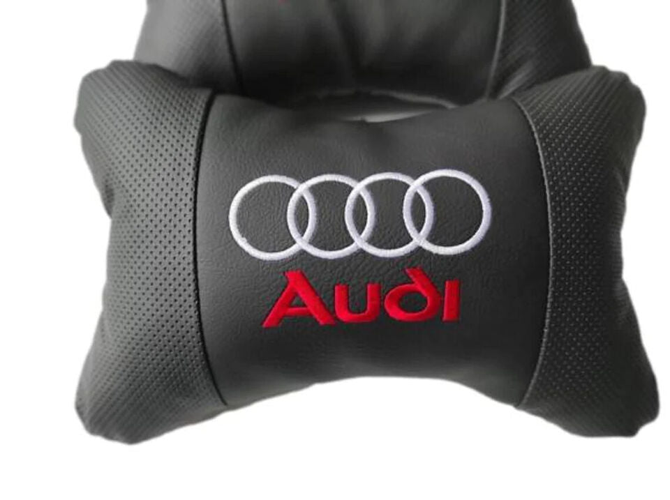 cushions fit for Audi embroidered Leather 2 pieces black Audi A1 A3 A4 A5 A6 A8