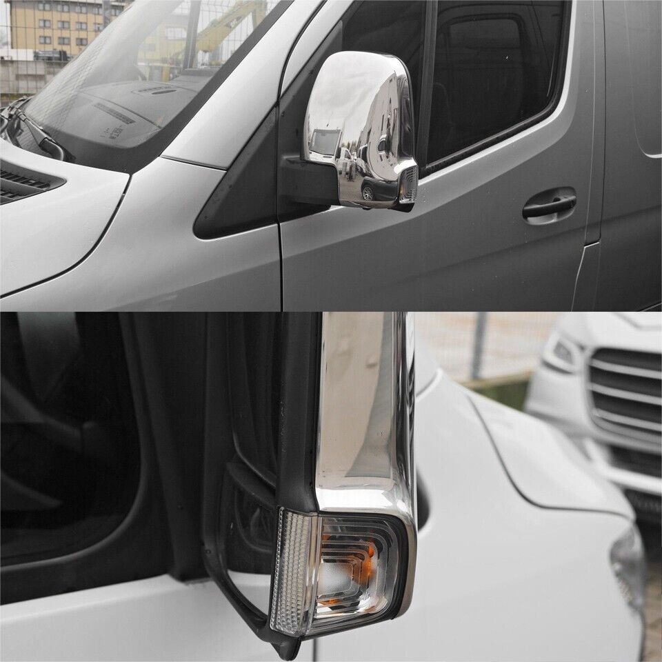 Stainless Chrome Mirror Cover S.STEEL For Dodge Mercedes SPRINTER W907 2018 Pair