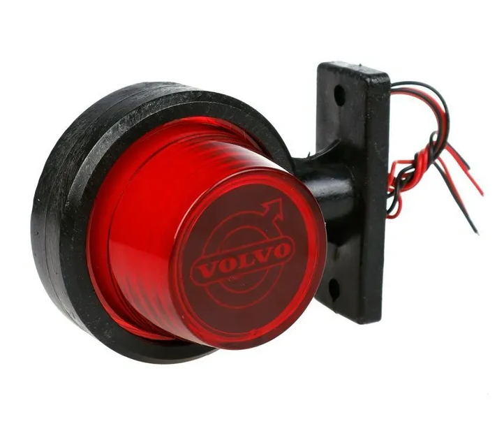 Set of 2 LED Side Marker Lights 12-24V Orange-Red "Old School" Neon Effect with VOLVO Logo