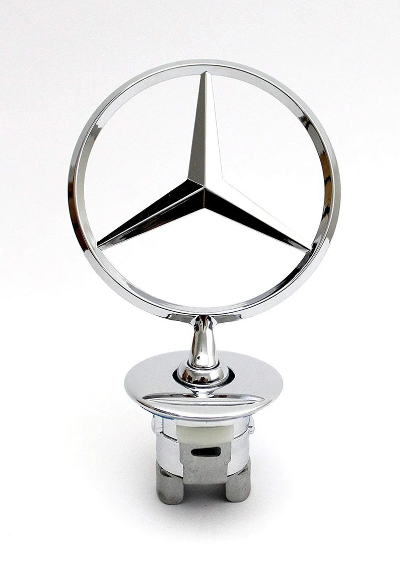 Chrome Star Bonnet Hood Logo Emblem Badge for Mercedes Benz W124 W202 W203 W204 W208 W210 W220 W221 / 44MM