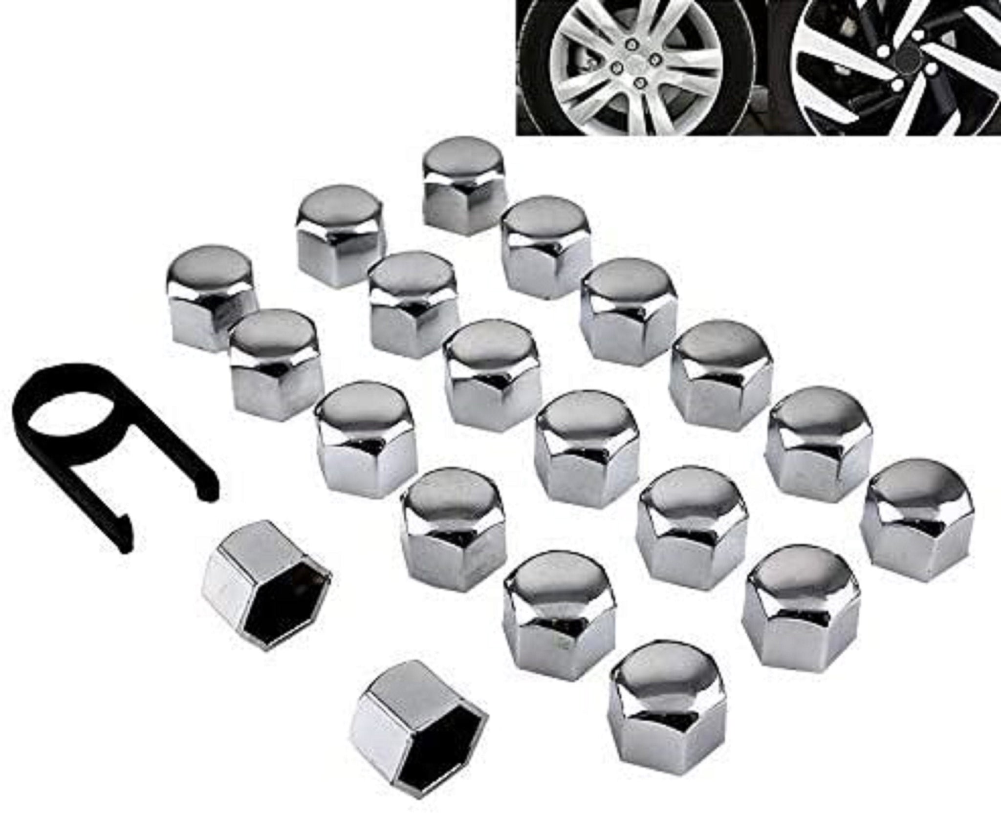 17mm chrome alloy car wheel nut bolt covers caps universal for any car