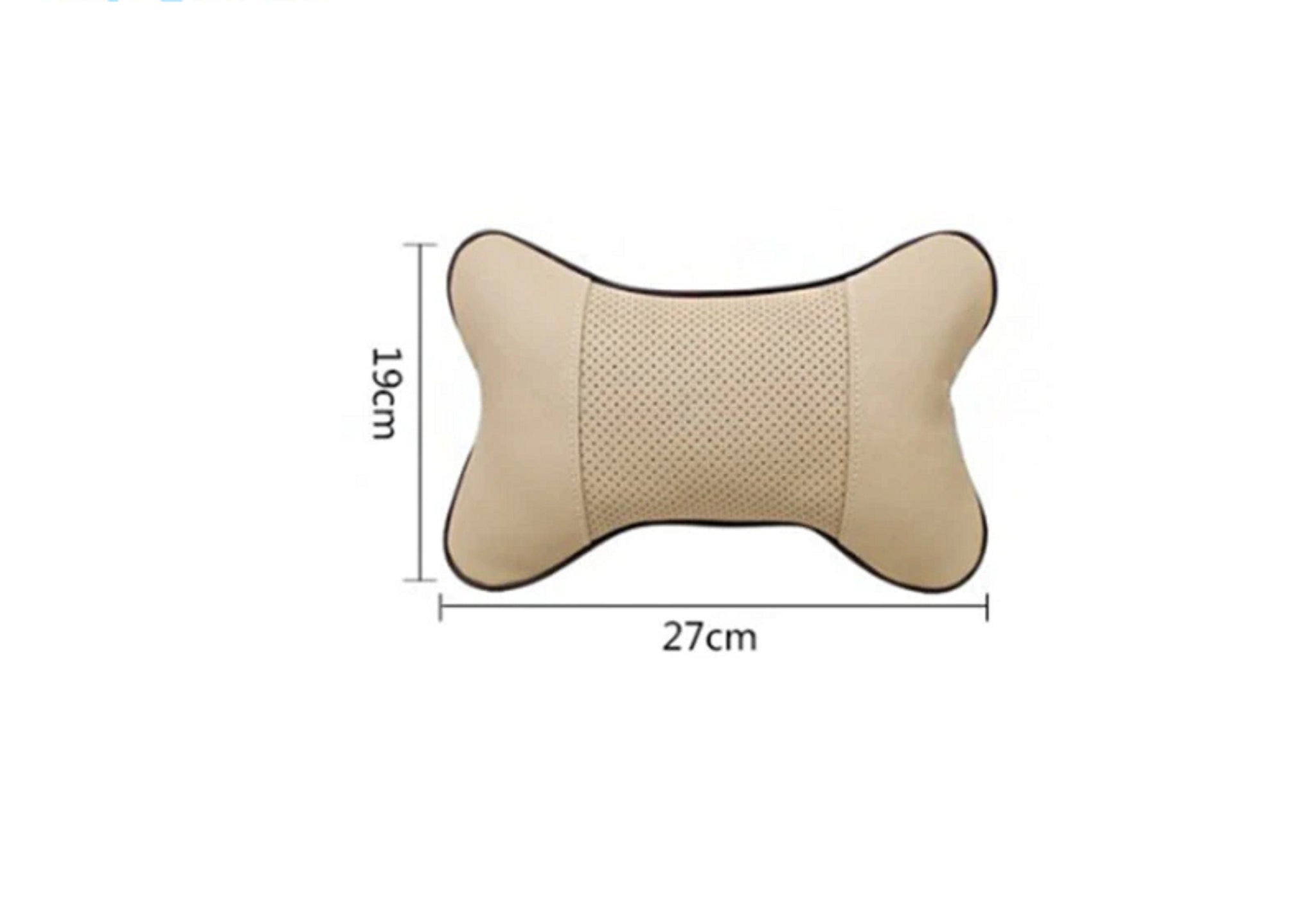 Leather Neck Rest Headrest Car Pillow Cushion Super Soft Memory Foam Beige - Pair