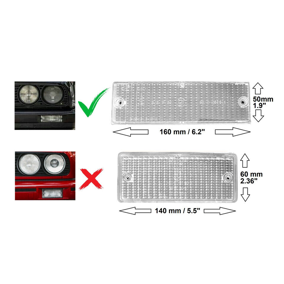 BMW 3 Series E30 Front Indicator Lens Set White 83-91 Repeater Pair Left Right