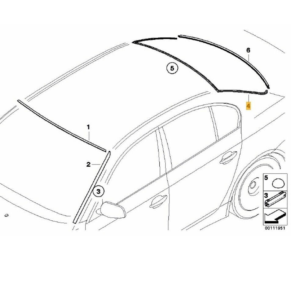 Rear Upper Windscreen Moulding Seal Trim BMW 5 Series E60 M5 2003-2010