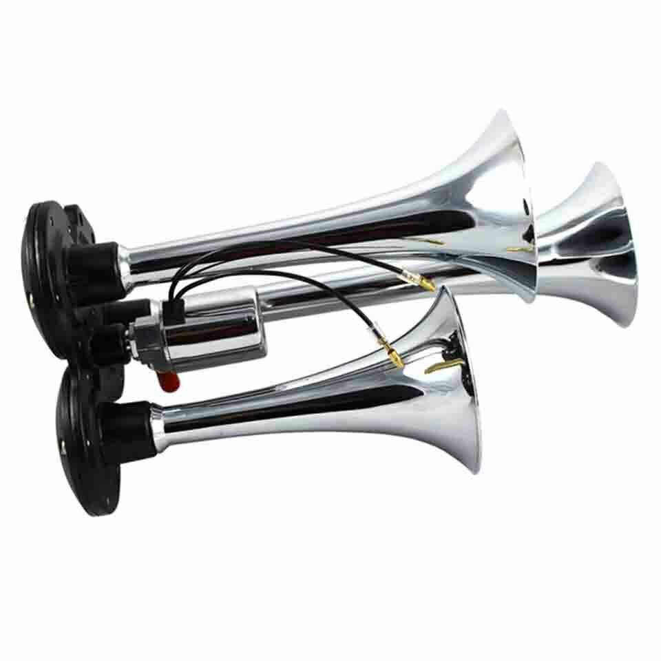 Triple Trumpet Air Horn 12V 24V 150dB Car Truck RV Train Boat Loud Lorry