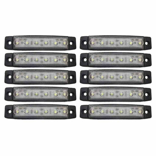 10x White 12V 6 LED Side Marker Indicators Lights Truck Trailer Bus