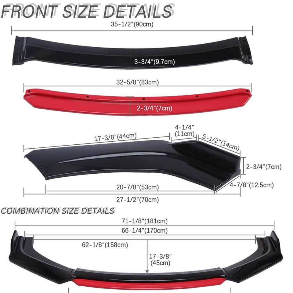 Front Bumper Lip Spoiler Protector Guard Body Splitter Kit For Car